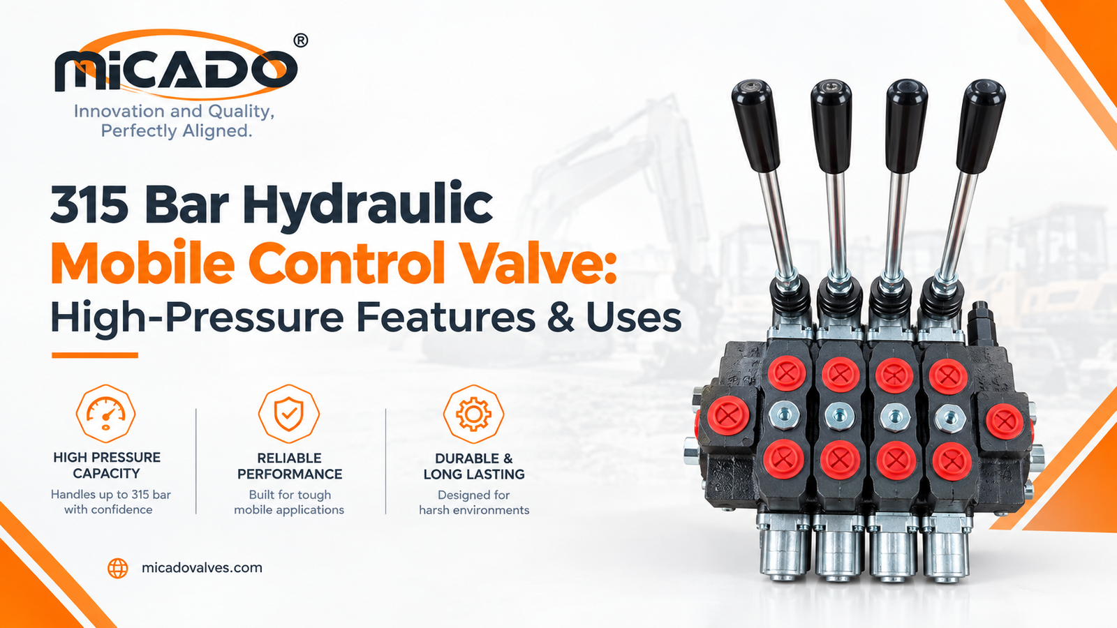 315 bar hydraulic mobile control valve for heavy-duty machinery