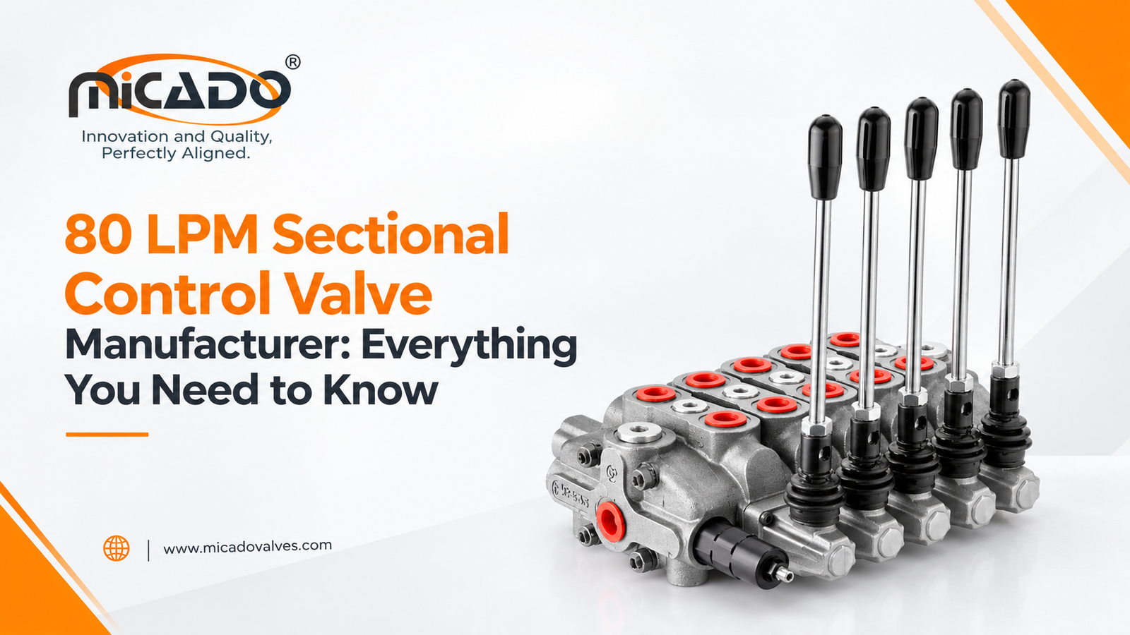 80 LPM sectional control valve manufactured in India for hydraulic machinery