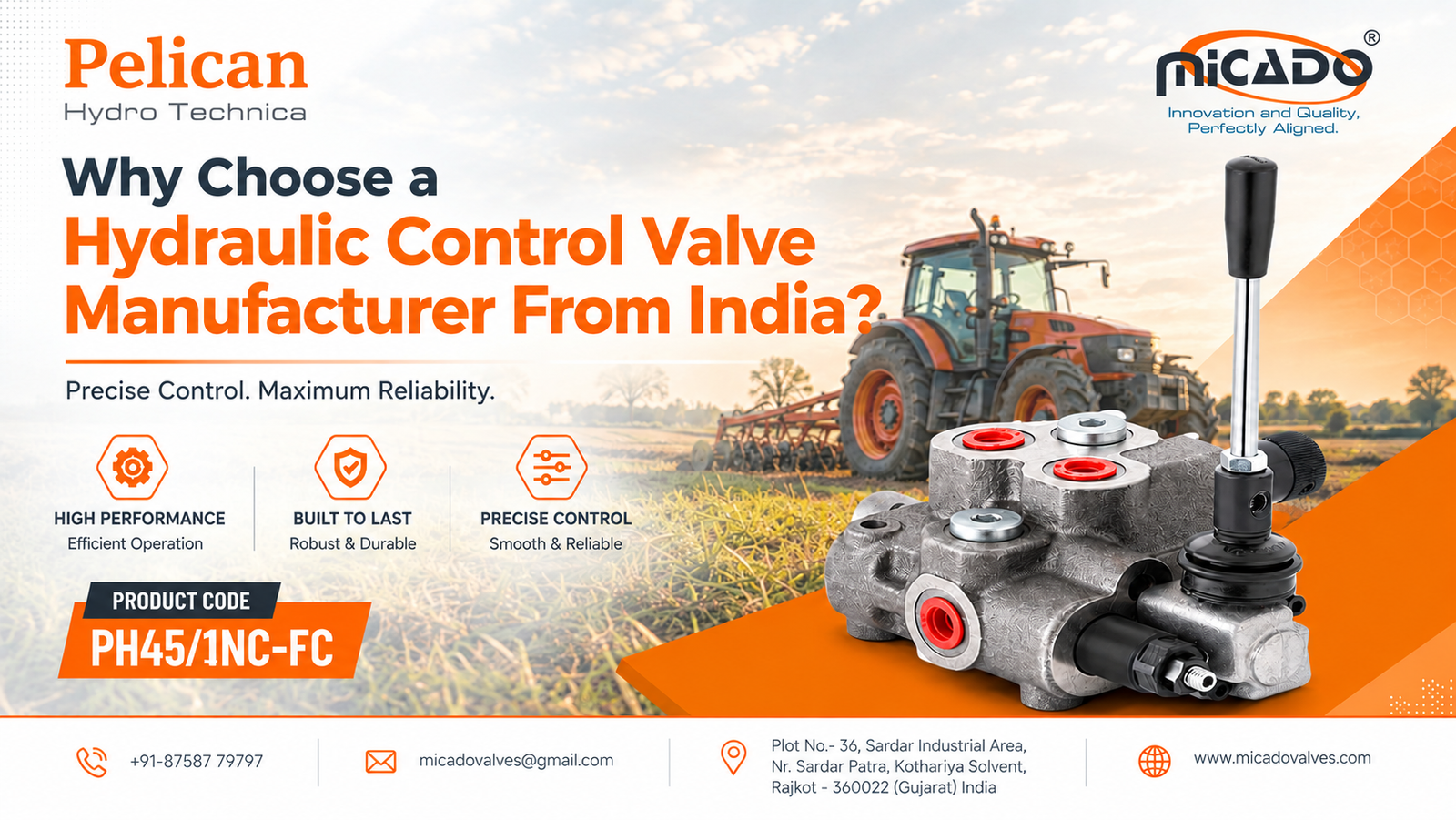 Hydraulic control valve manufactured by a leading manufacturer from India