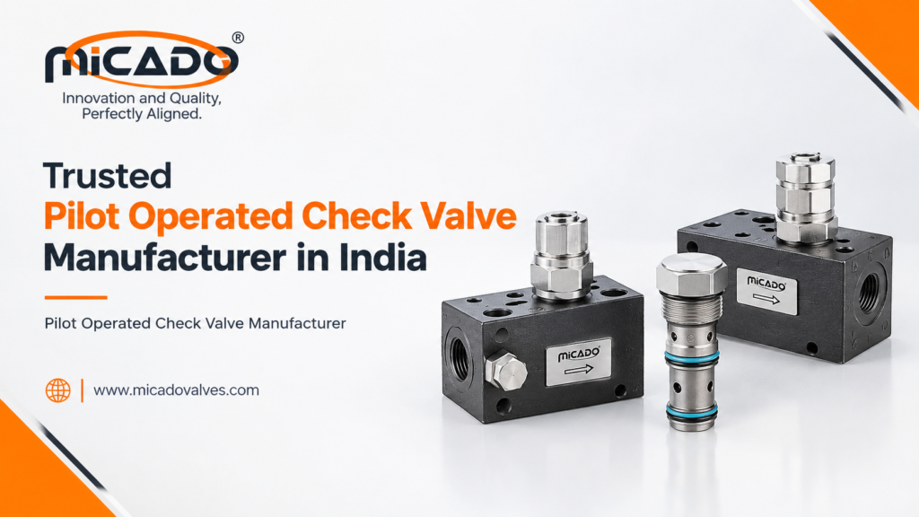 Pilot operated check valve manufactured by Micado Valves in India