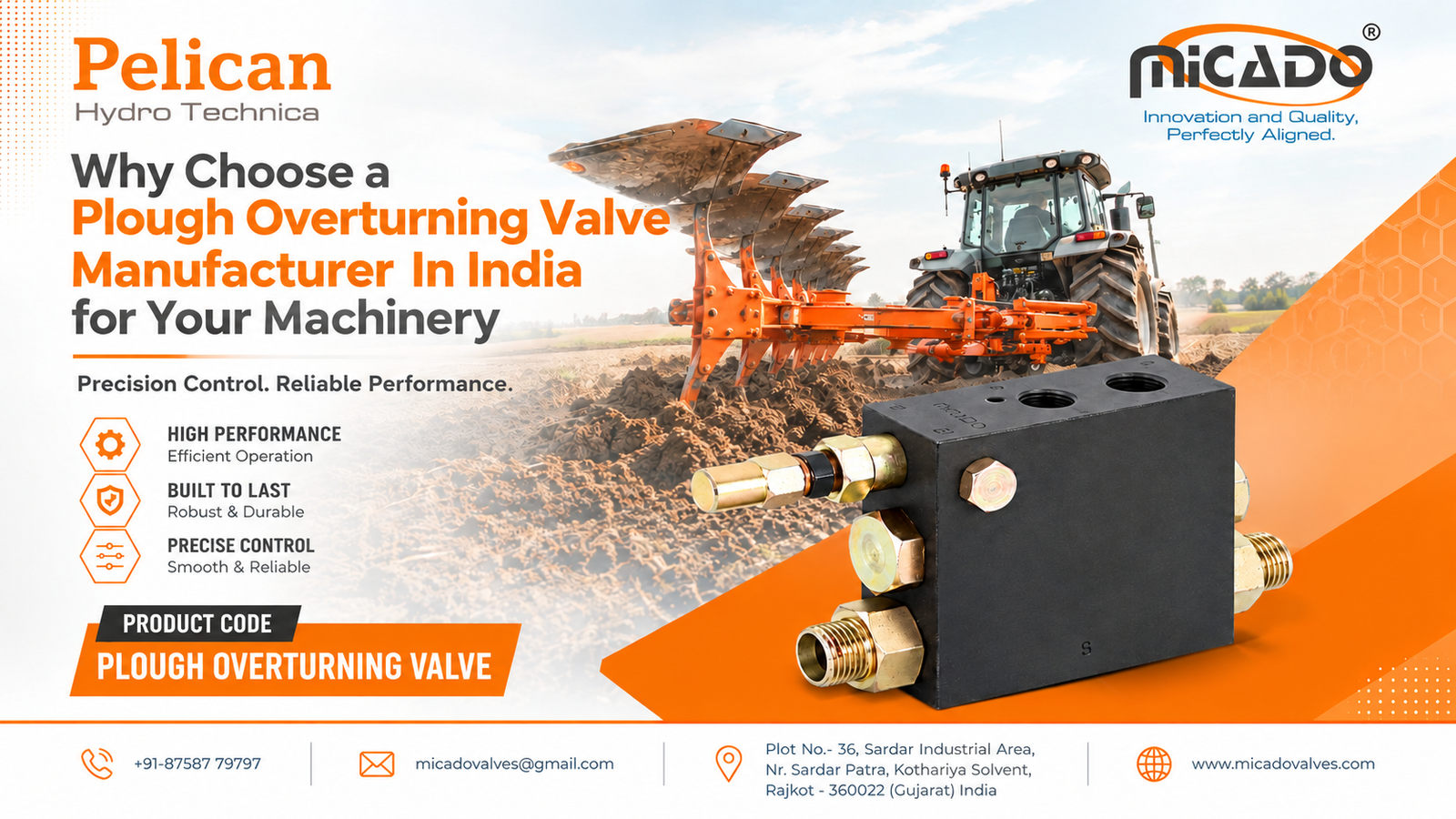 Plough overturning valve manufactured by a leading hydraulic company in India